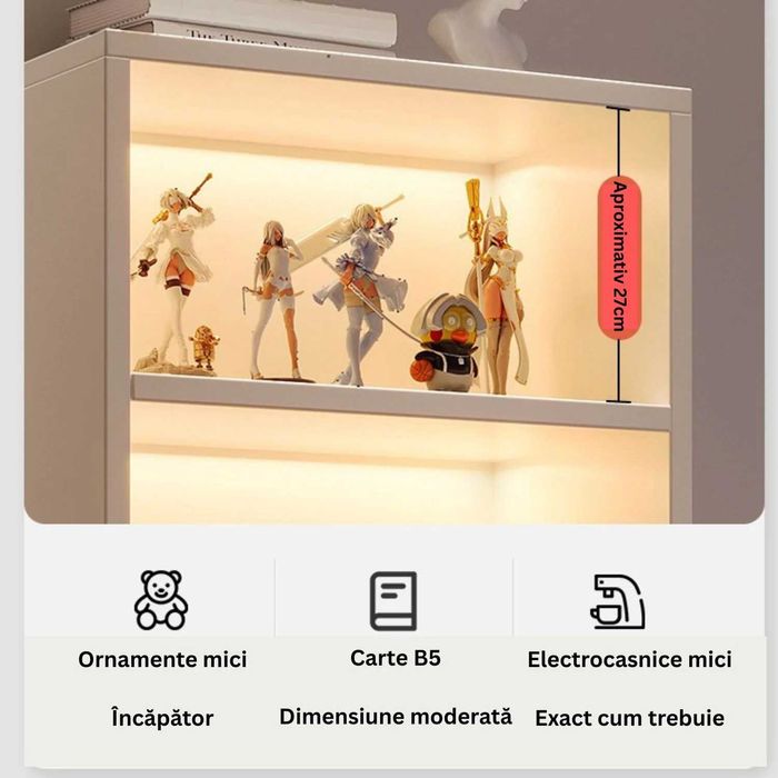 Bibliotecă cu 6 rafturi deschise, cadru lemn – alb/stejar negru