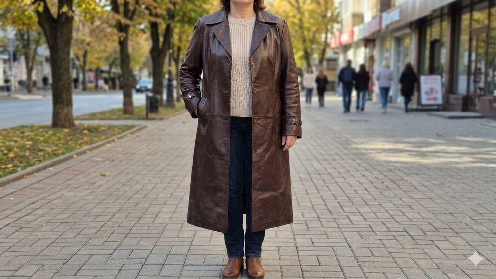Кожанный плащ размер 50. ТУРЦИЯ
