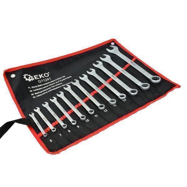 Комплект 12 фиксирани комбинирани гаечни ключове, сатенено покритие, c