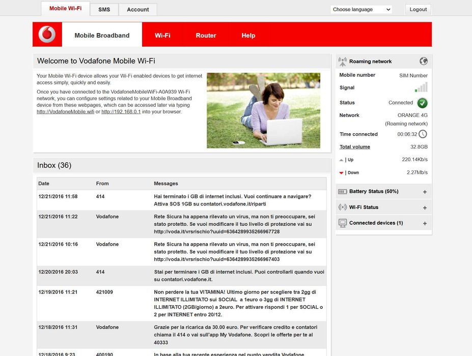 router 4g LTE TPLink cu baterie proprie M7350 + Vodafone A0A939