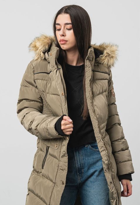 Anapurna, Geaca parka lunga cu vatelina si gluga Anadonna, Kaki, L