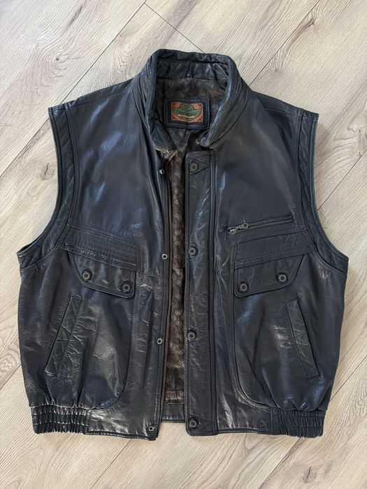 Vesta Piele Naturala DON LAMILLO 90s Negru Barbati | Marime 56 XXL