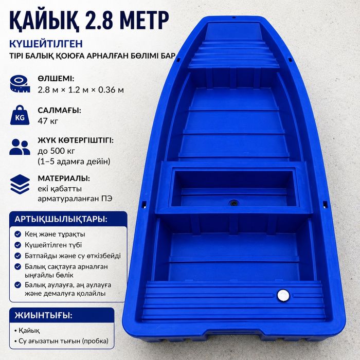 Қайық 2.8 метр | Пластик лодка | Балық аулауға арналған