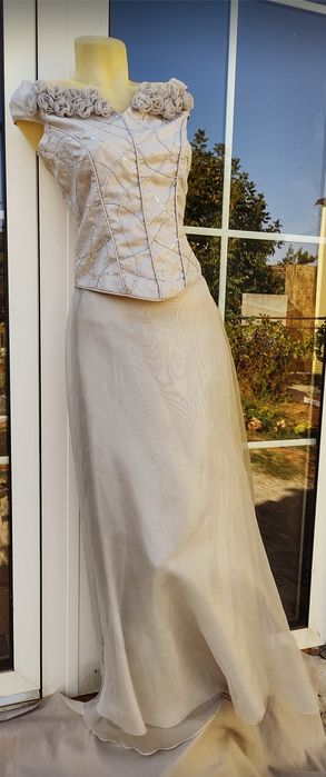 Rochie eleganta creatie unica model unicat XS S Gri Perlat