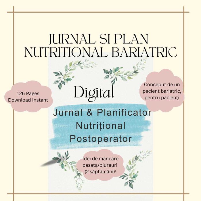 Jurnal și Plan Nutrițional Postoperator Bariatric – 126 pagini