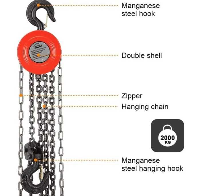 Ръчна верижна Лебедка с верига 3 метра - 1 тон ,2 тона и 3 тона