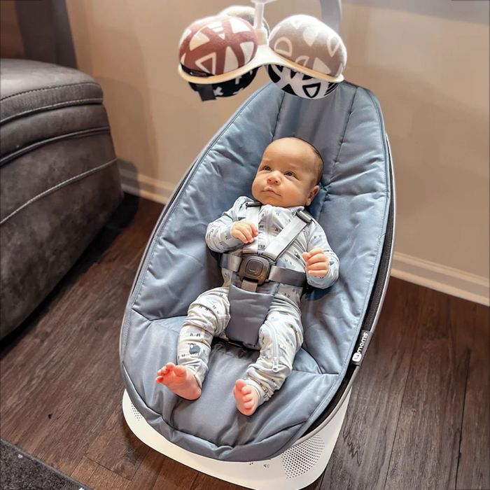 Електрическа бебешка люлка mamaRoo 5.0 Slate Blue, синьо-сива