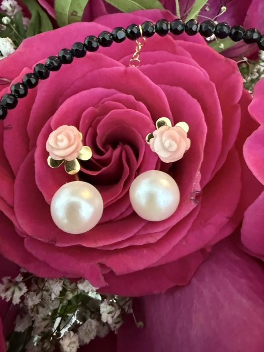 set Le Midi aur 18K coral și perle