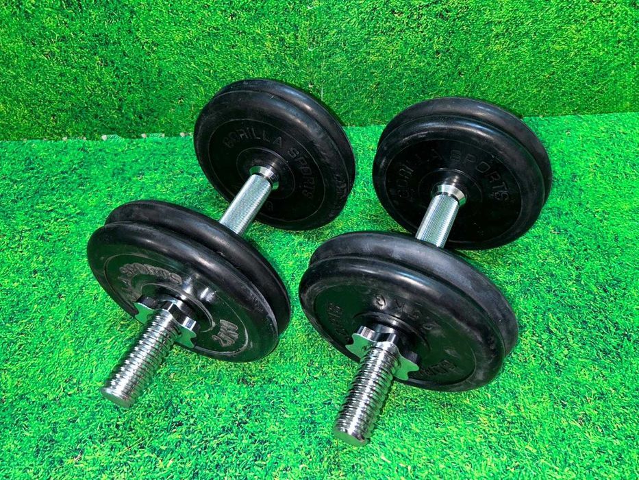 Set gantere cu discuri din fier cauciucate 25kg 30/31mm