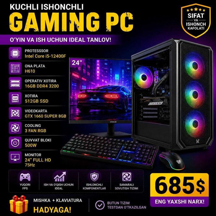 Kuchli gaming kampyuter arzon narxda