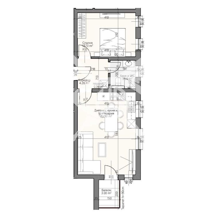 Двустаен апартамент в Смирненски 382-24533