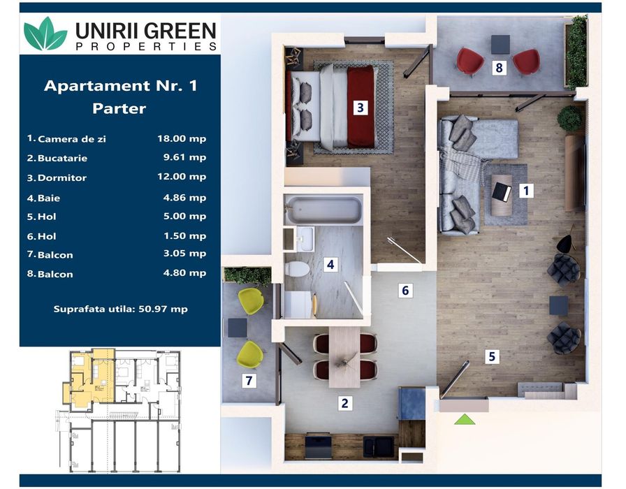 Apartamente cu 2 camere direct de la dezvoltator