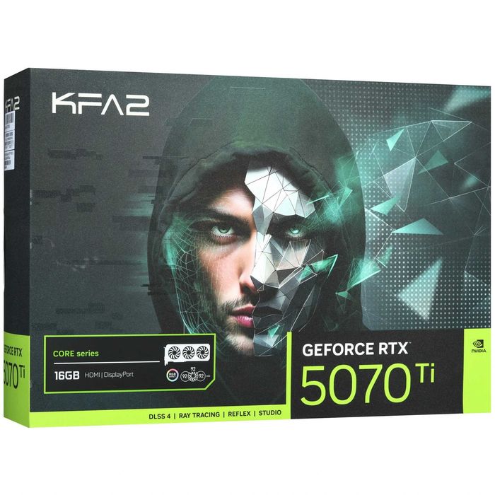 Видеокарта KFA2 GeForce RTX 5070 Ti CORE OC 3FAN RGB Black