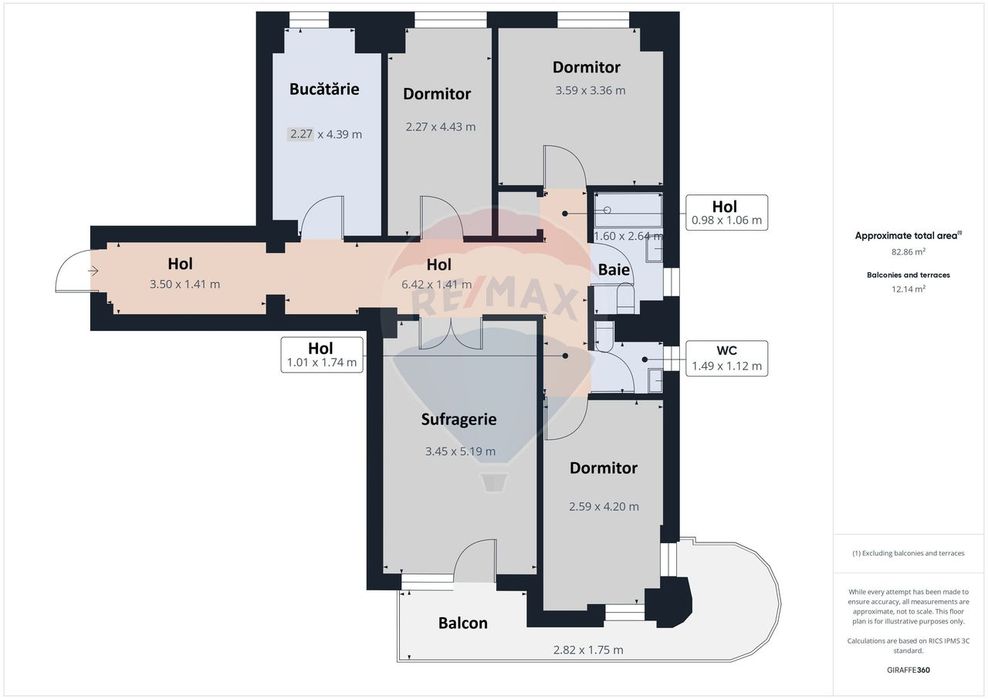 Apartament 4 camere, 84 mp, Centru Civic