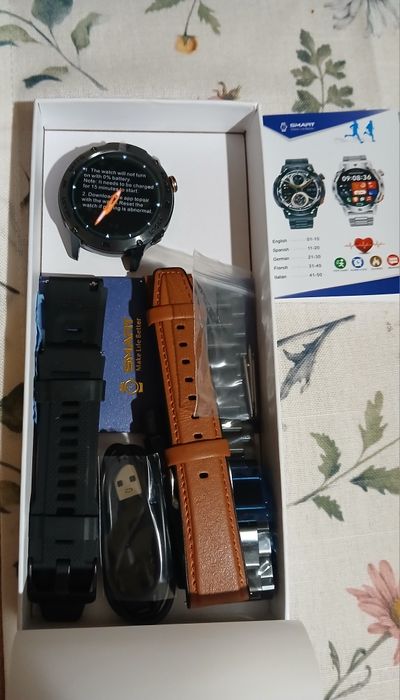 НОВ!Мъжки смарт часовник FOXBOX с функция за телефон, 460 mAh, 1,43 ин