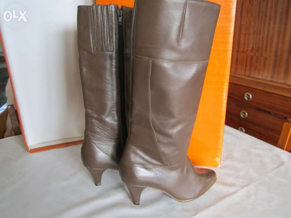 Cizme piele, nr. 35, noi, maro inchis + bonus+ Livrare Gratuita*