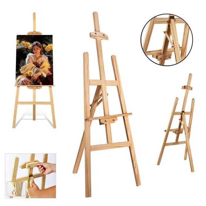 Дървен статив - 150 см - натурален, бял, черен и розов