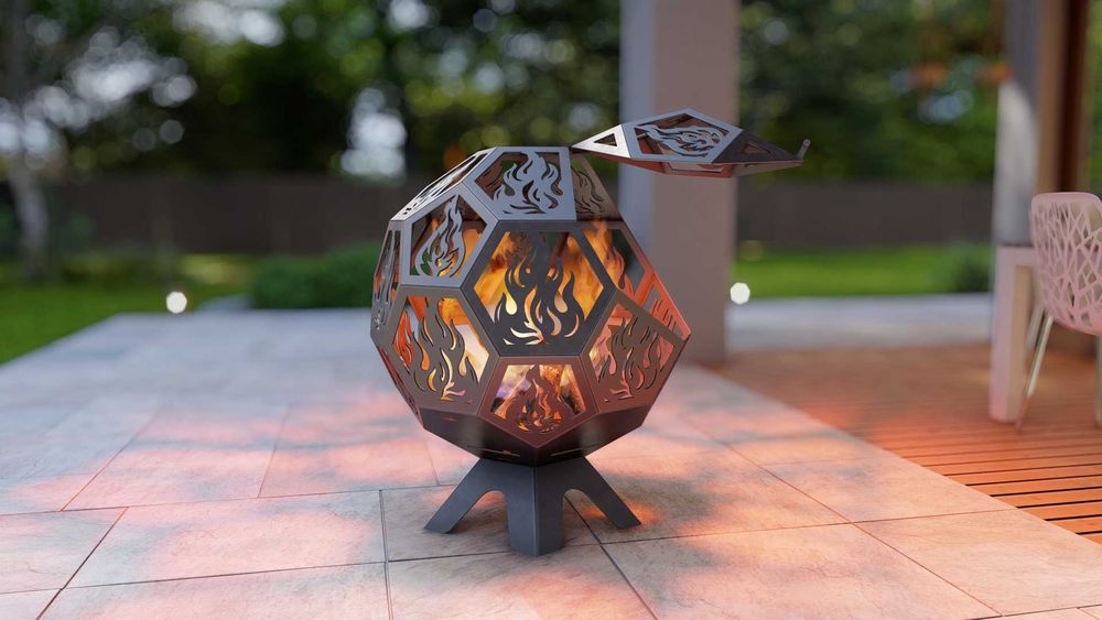Vatra de foc decorativa, realizata din otel de 3 mm CNC laser