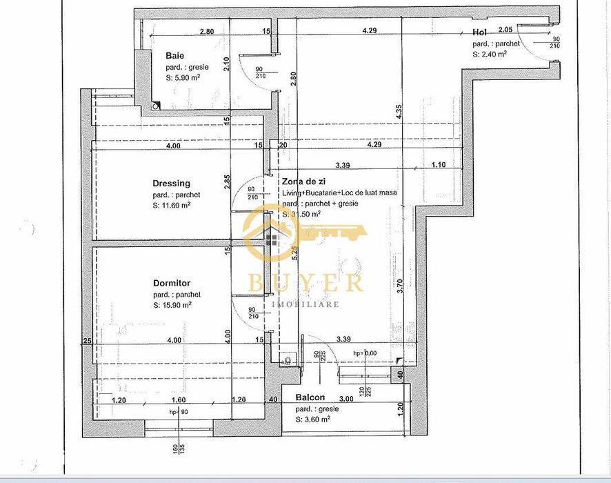 Ap cu 3 camere la etajul 2, incalzire in pardoseala, balcon si parcare