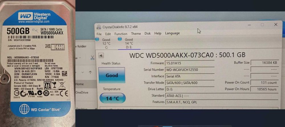 HDD 500GB WD Caviar Blue 3.5” SATA III