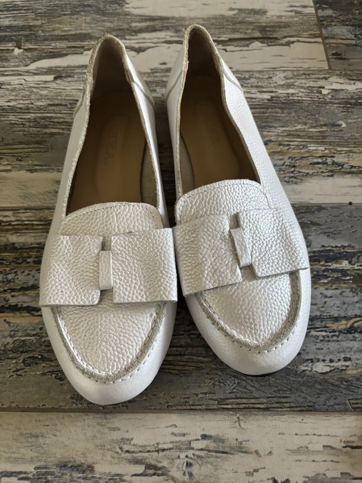 Vand mocasini / balerini albi perlat dasha 39