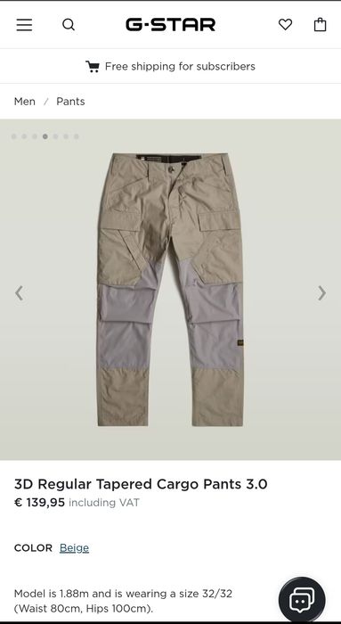 Оригинално панталони G-Star Raw 3D Regular W34 L34 нови мъжки  карго