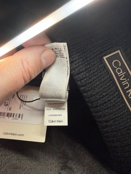 Calvin Klein patch chunky rib docker caciula unisex lana neagra noua