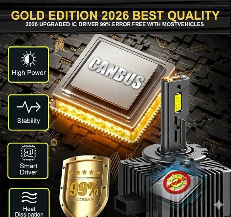 LED Крушки D1S D2S D3S D4S D5S D8s GOLD EDITION 2026 3 Тръби 130W