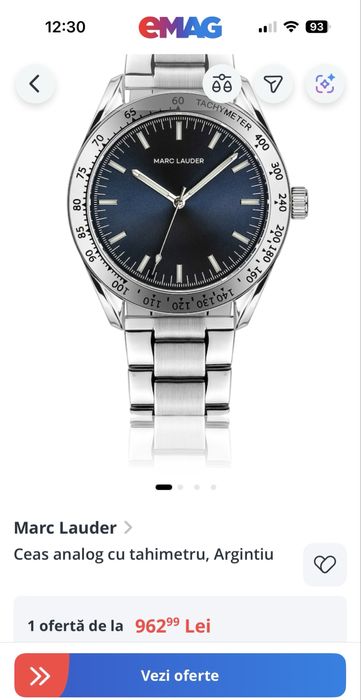 Ceas barbatesc Marc Lauder MD7-B090S – nou, elegant, bratara inox