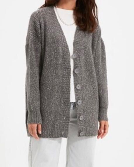 Cardigan de dama, Trendyol, gri, marimea L - Nou