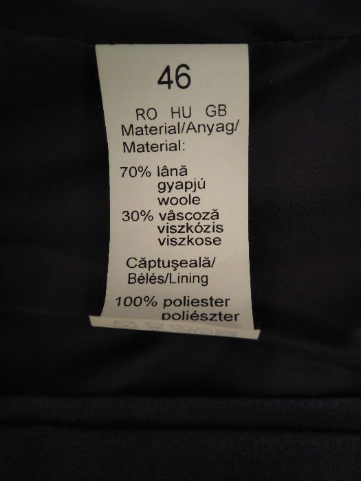 Costum barbatesc Sentierri gri, un singur nastur, 70% Lana, 46