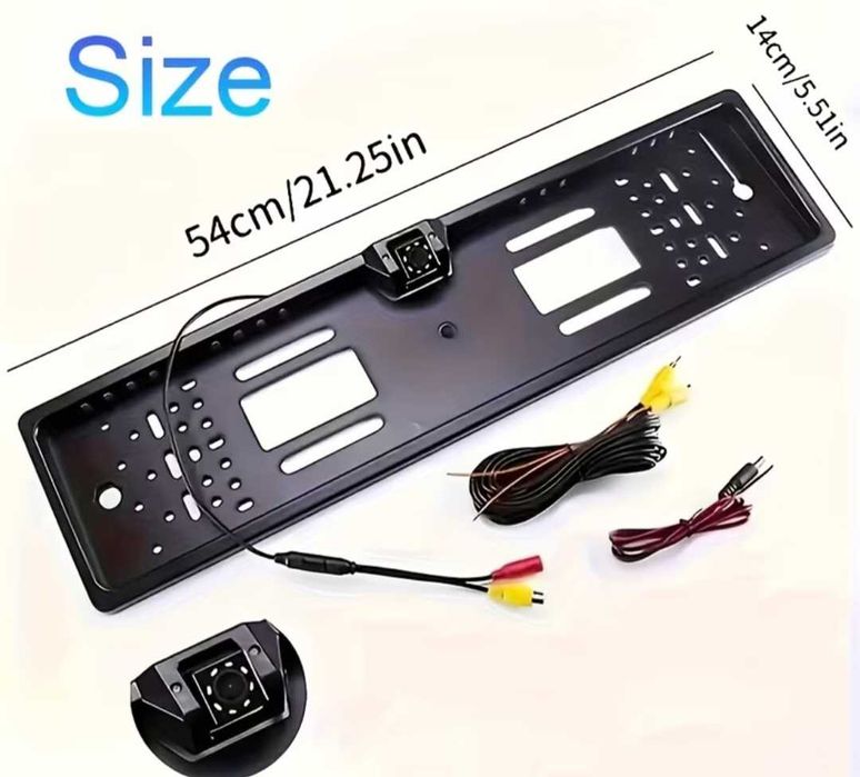 Suport plăcuță de înmatriculare pe spate + camera de marșarier cu vedere nocturnă