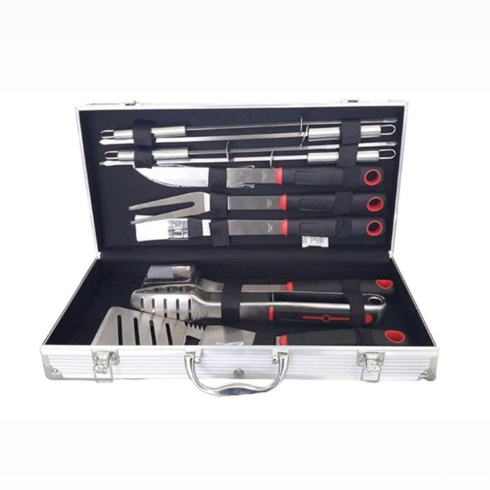 Луксозен комплект от 11 инструмента за барбекю в алуминиев куфар
