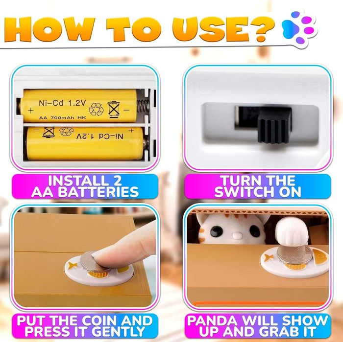 Pusculita interactiva Jucarie Automata pentru Economii cu Mieunat