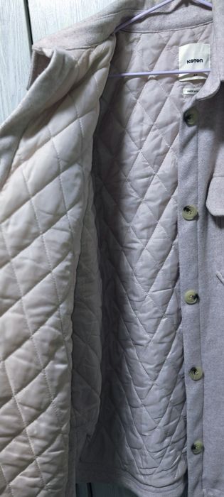 Гибрид пальто рубашка стёганный подклад. Пудровый цвет. Оверсайз.