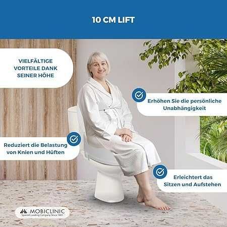 Mobiclinic Titan тоалетна седалка с капак за възрастни и трудноподвижни 10 см Овал до 160кг.