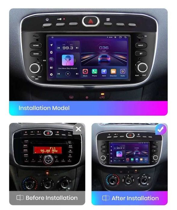 Мултимедия за Fiat Punto Навигация Двоен дин дисплей плеър Android GPS