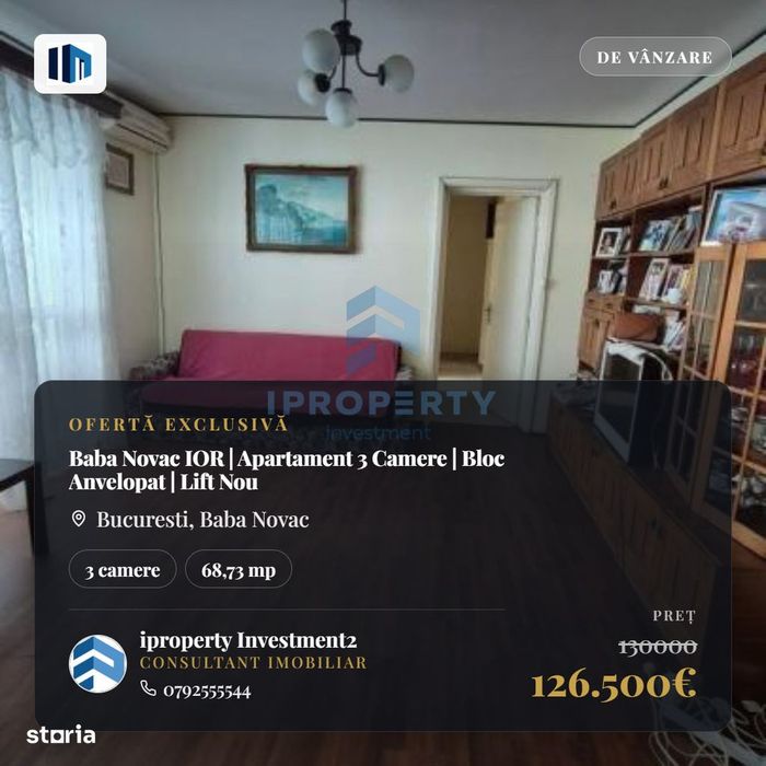 Baba Novac IOR | Apartament 3 Camere | Bloc Anvelopat | Lift Nou