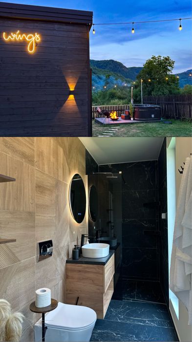 Cabana exclusivista WINGS de inchiriat cu 2 dormitoare 4-6 persoane ciubar/jacuzzi