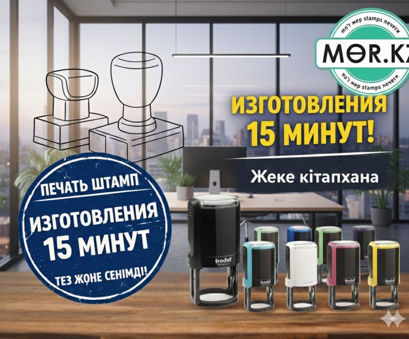 Печать для ТОО,ИП,КХ.Изготовление печати,штампов,факсимилле, Астана