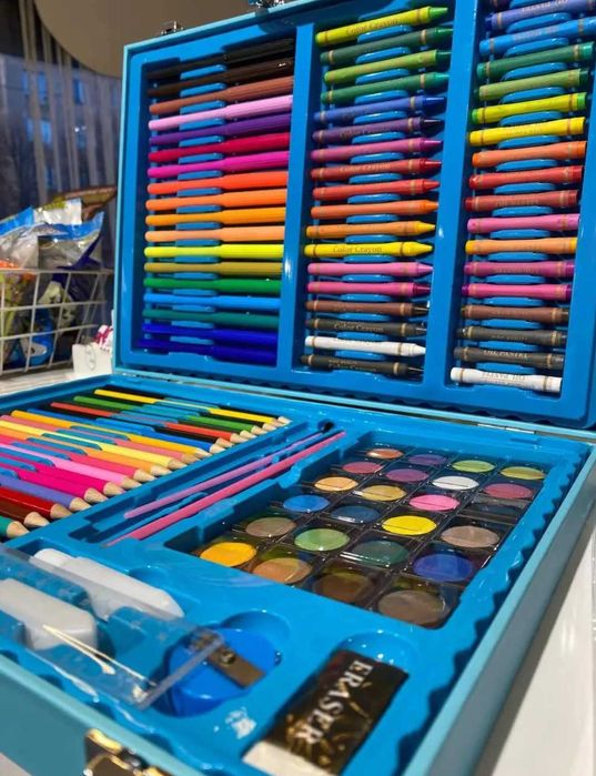 Дигитално куфарче 128 части за рисуване с метална дръжка и закопчалки