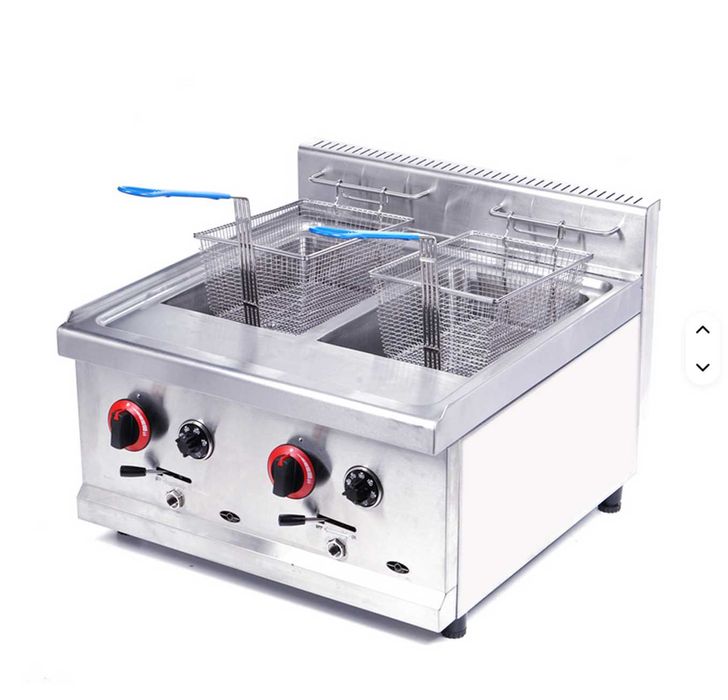 Friteuza 2x15L pe Gaz de butelie – Inox, Dubla, Transport Rapid