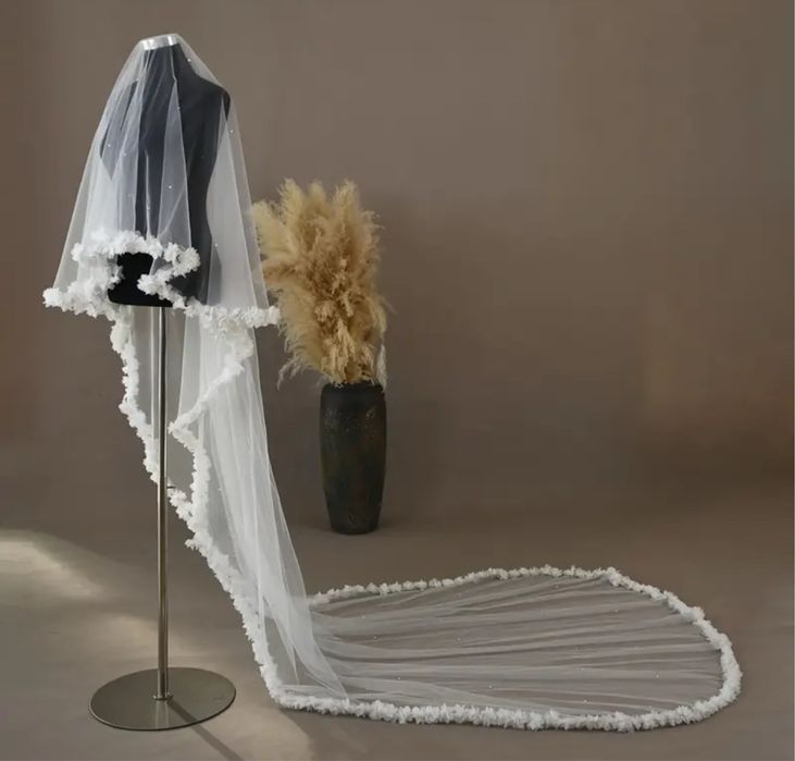 Voal 3m cu perle si broderie