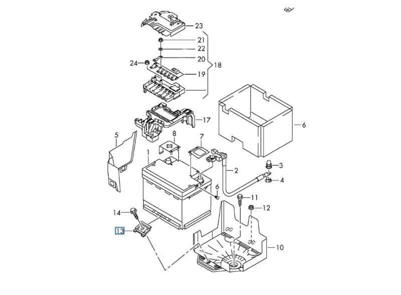 Комплект Планка Фиксатор Държач За Акумулатор, Vw, Audi, Seat, С Болт