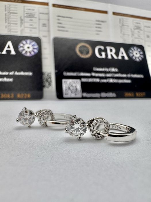 Сребърни обеци с мойсанит (Диамант) 0.5 карата