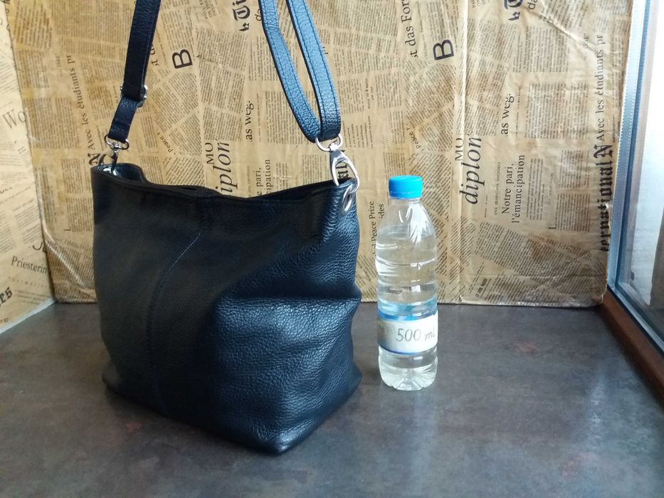 дамска чанта,черна малка кожена торба-естествена кожа