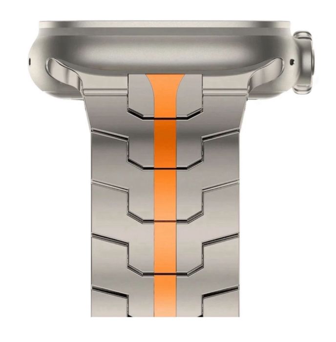 Curea Titanium Color Insertie Orange Husa Folie Ceas Apple Watch