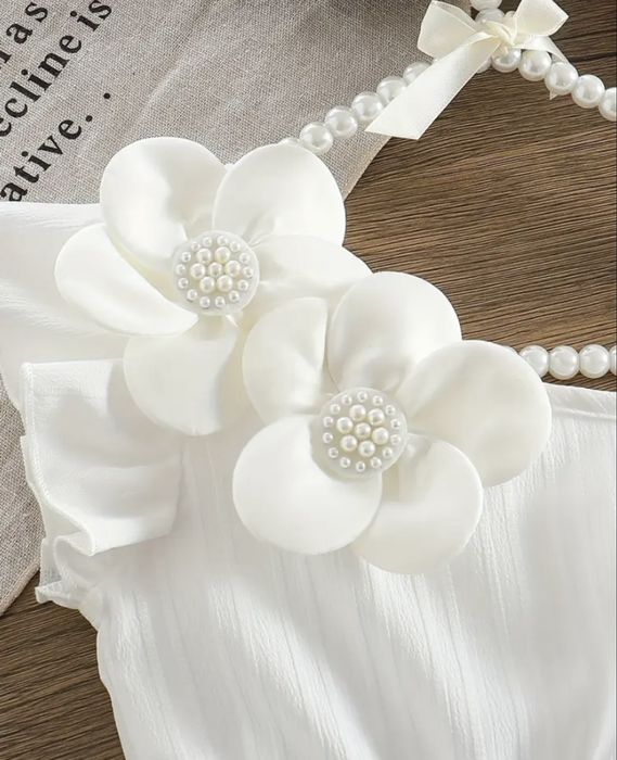 Официална бяла детска рокля 7-8 г