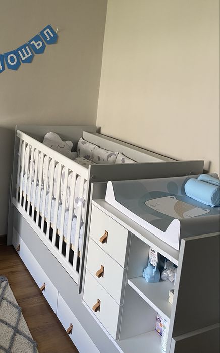 Трансформираща се кошара Kikka Boo Lorena 3 в 1 + матрак и обиколници