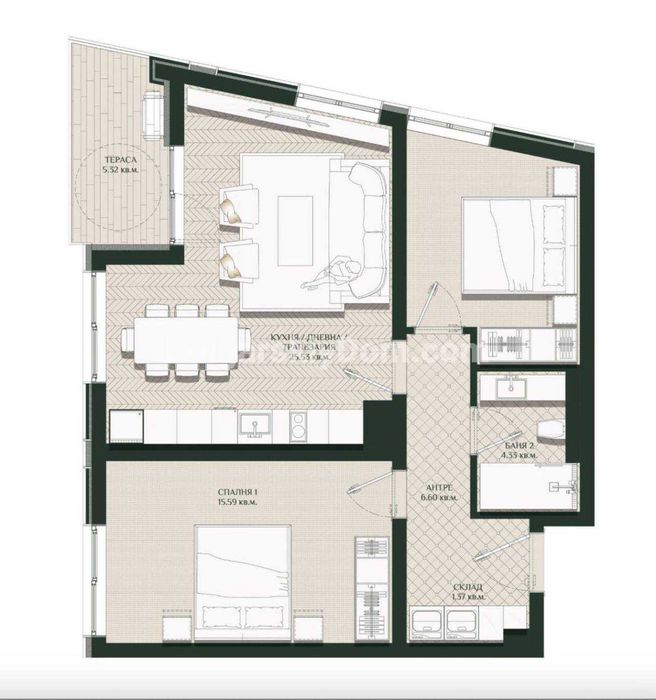 Продава се Тристаен апартамент в Несебър - 95 кв.м за 752 €/кв.м - Снимка #2